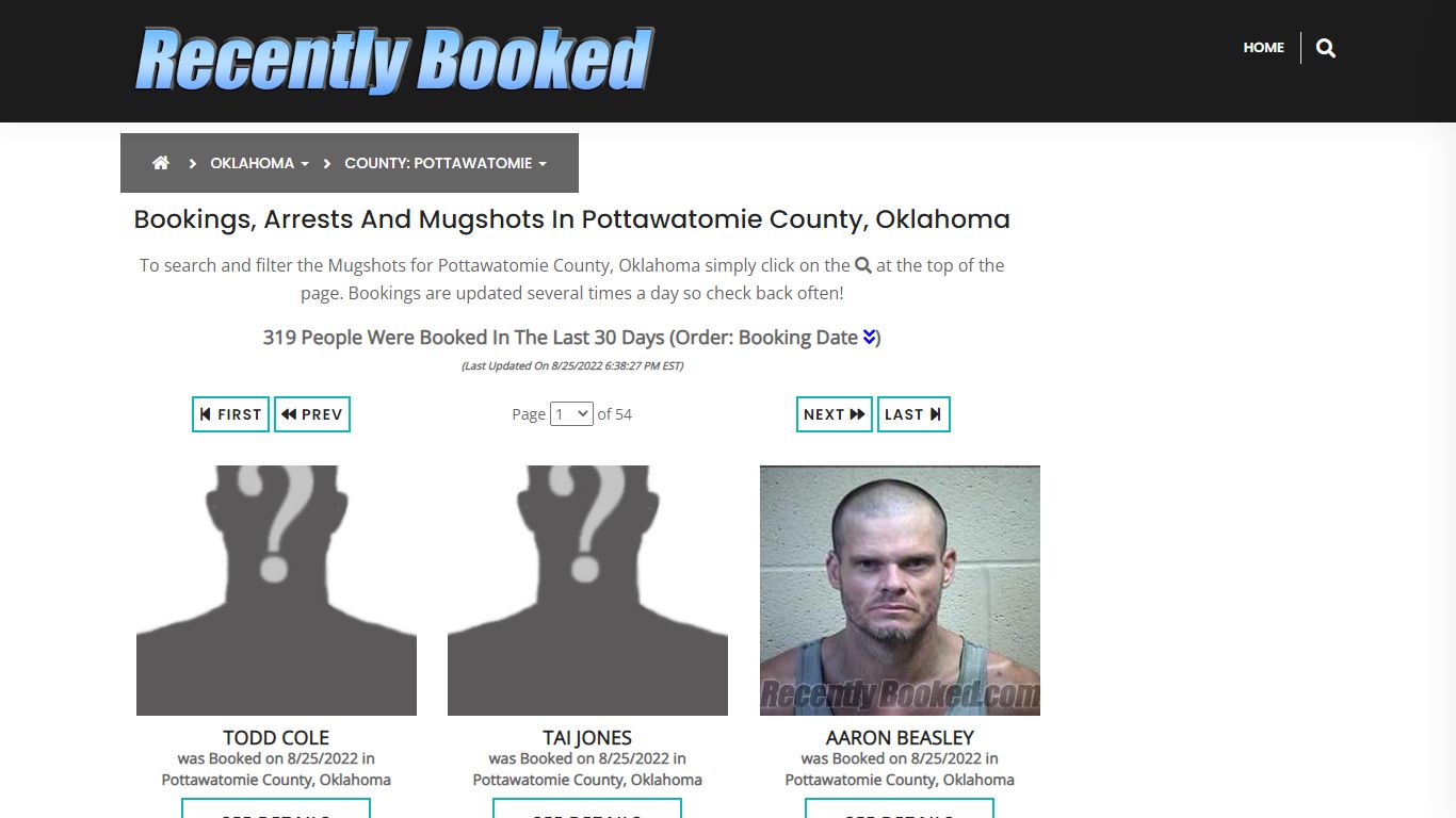 Bookings, Arrests and Mugshots in Pottawatomie County, Oklahoma