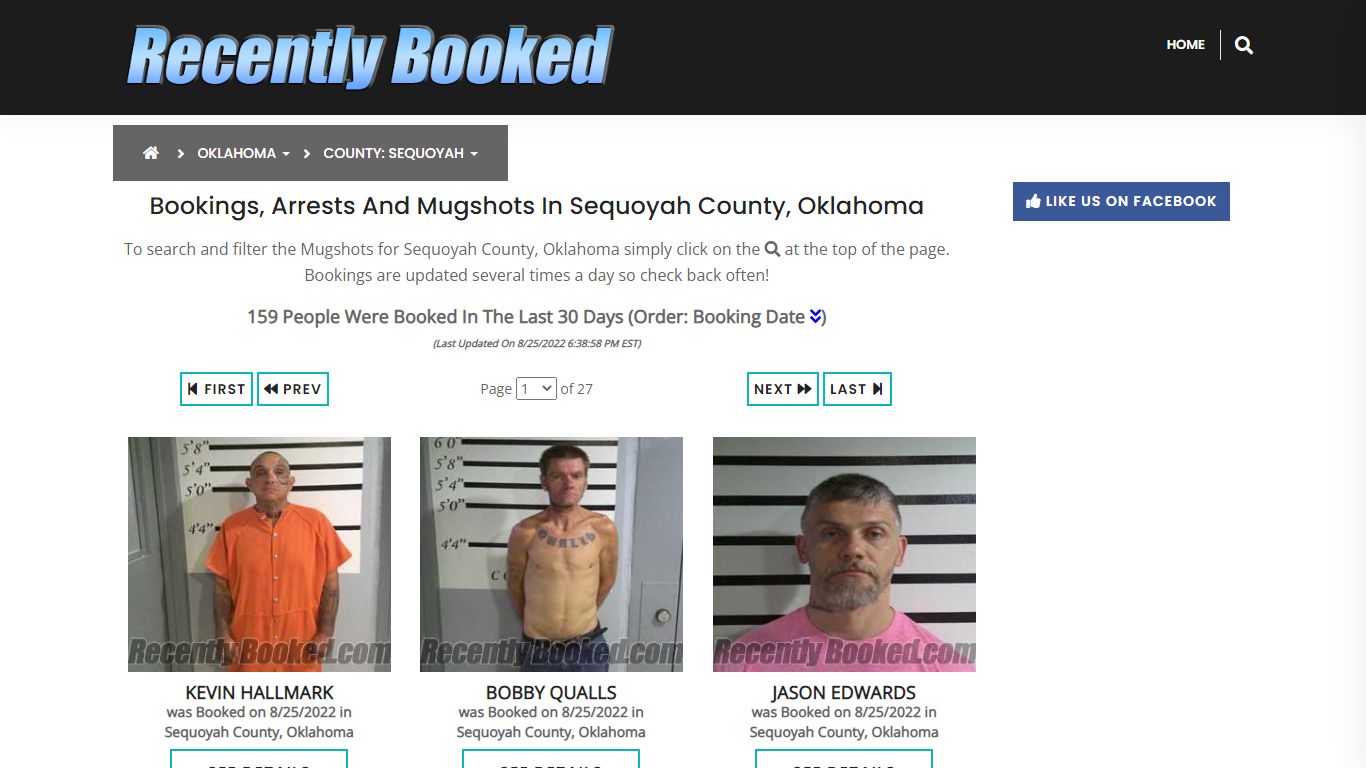 Bookings, Arrests and Mugshots in Sequoyah County, Oklahoma